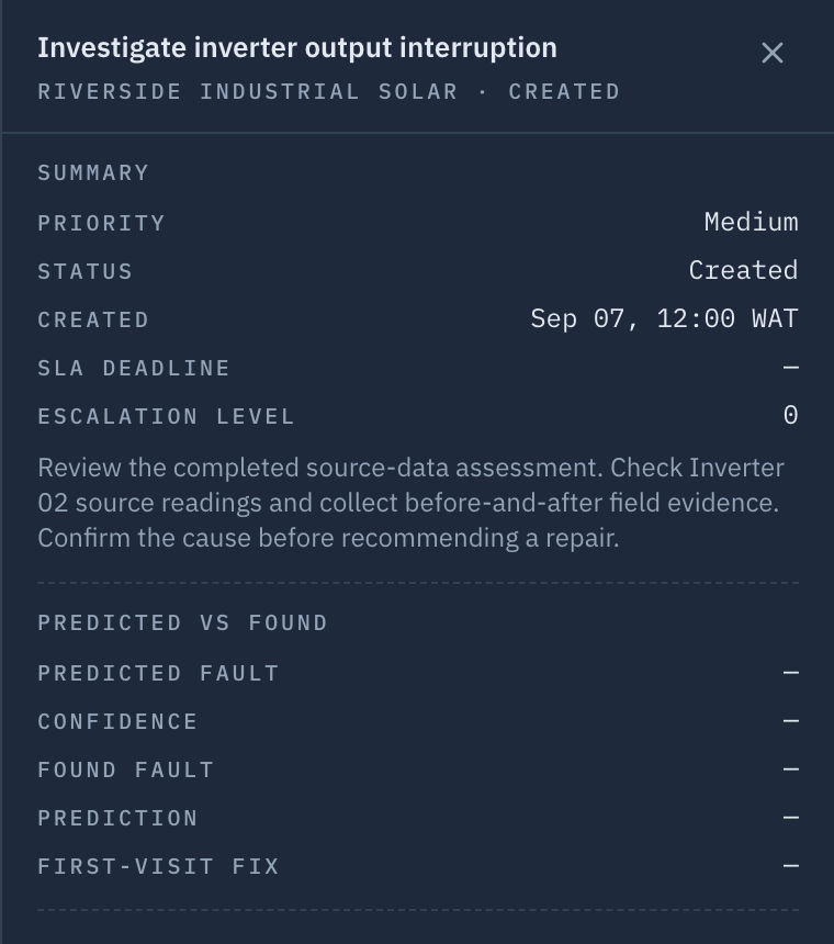 Open inspection 7809fc95: Created, unassigned, with no confirmed fault or repair outcome.